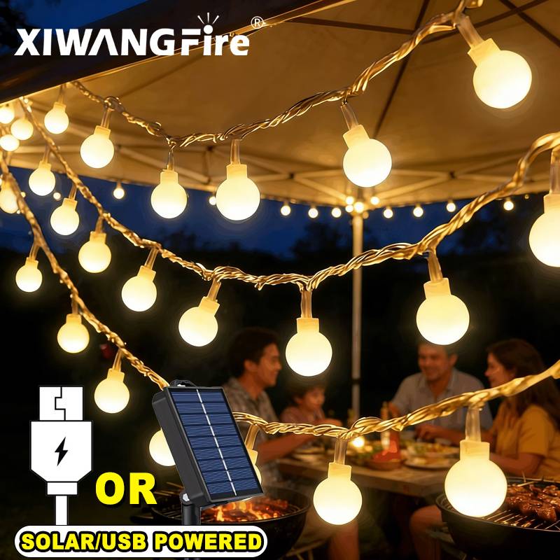 Battery Outdoor Camping - أضواء خيطية تعمل بالطاقة الشمسية/USB/البطارية بطول