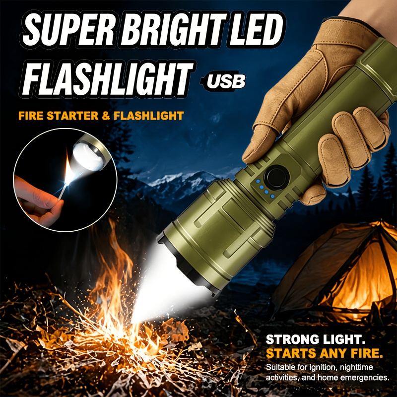 Battery Outdoor Camping - مصباح يدوي مع ولاعة وبنك طاقة