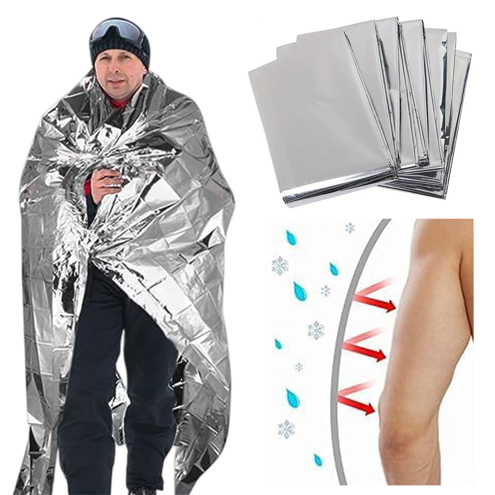 Outdoor Camping Winter - بطانيات مايلر للطوارئ متعددة الأغراض، بطانيات