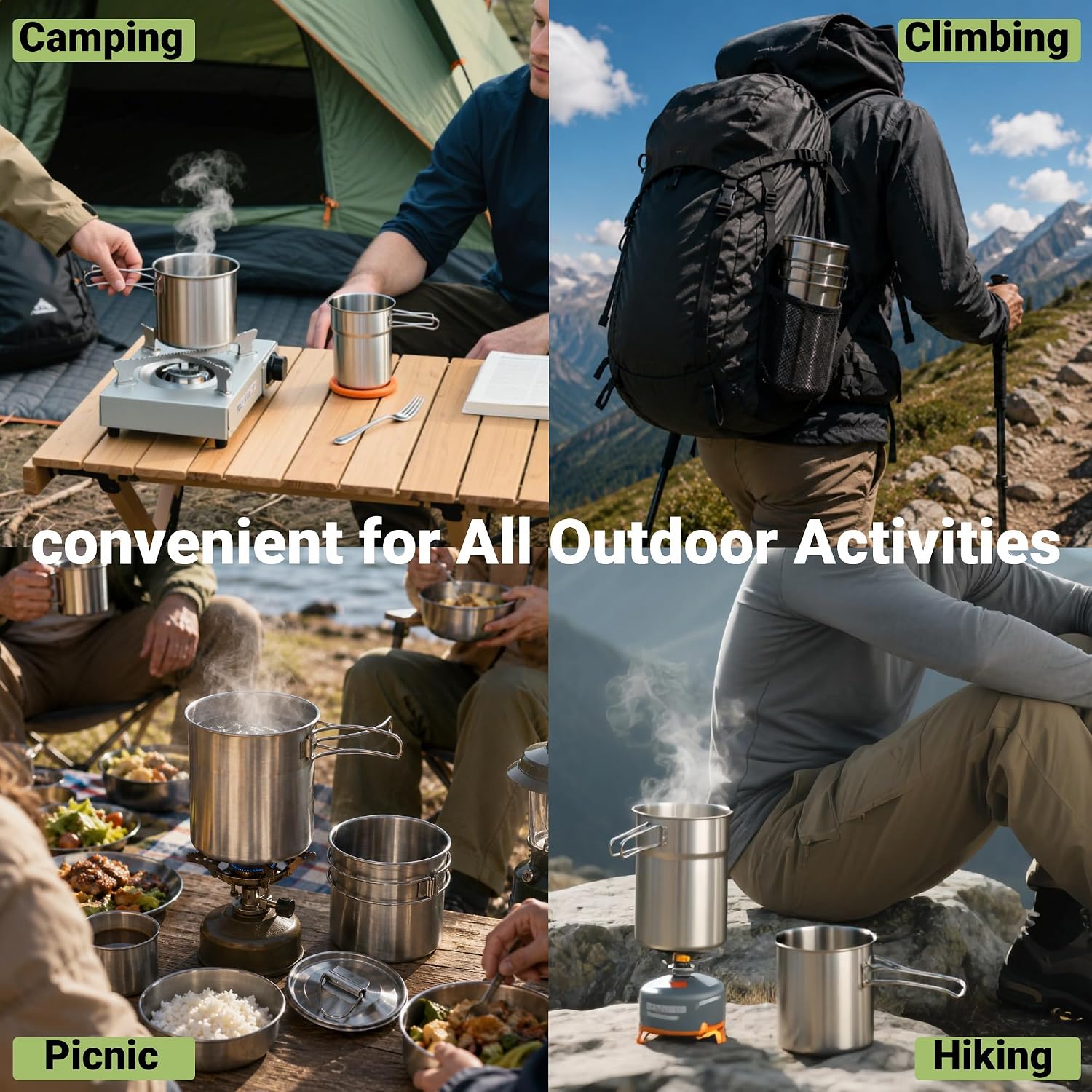 أكواب قابلة للطي للتخييم، أوان - مراجعة Outdoor Camping Kitchen Set وسعره