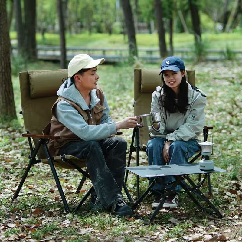 كرسي شاطئ وتخييم قابل للطي بظه - مراجعة Outdoor Camping Recliner Chairs وسعره
