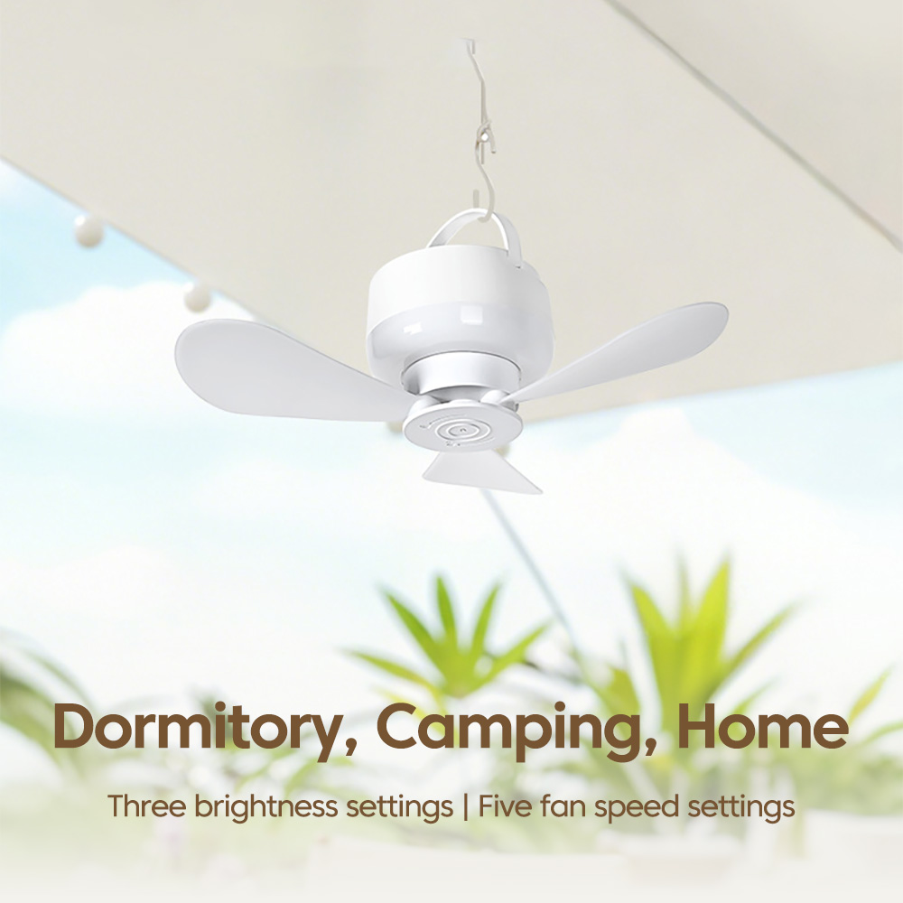 مروحة سقف صغيرة محمولة مع إضاء - مراجعة Outdoor Camping House وسعره