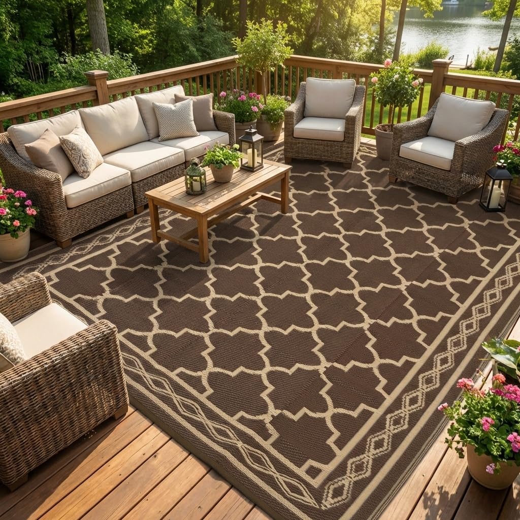 سجادة خارجية قابلة للعكس مقاس  - مراجعة Outdoor Camping Rugs 9X12 وسعره