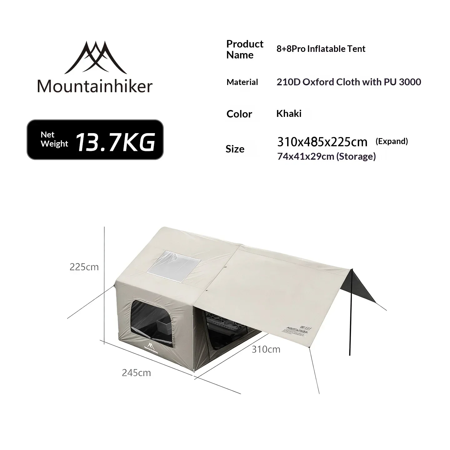 8+8 ㎡   خيمة تخييم قابلة للنفخ - مراجعة Outdoor Camping House وسعره