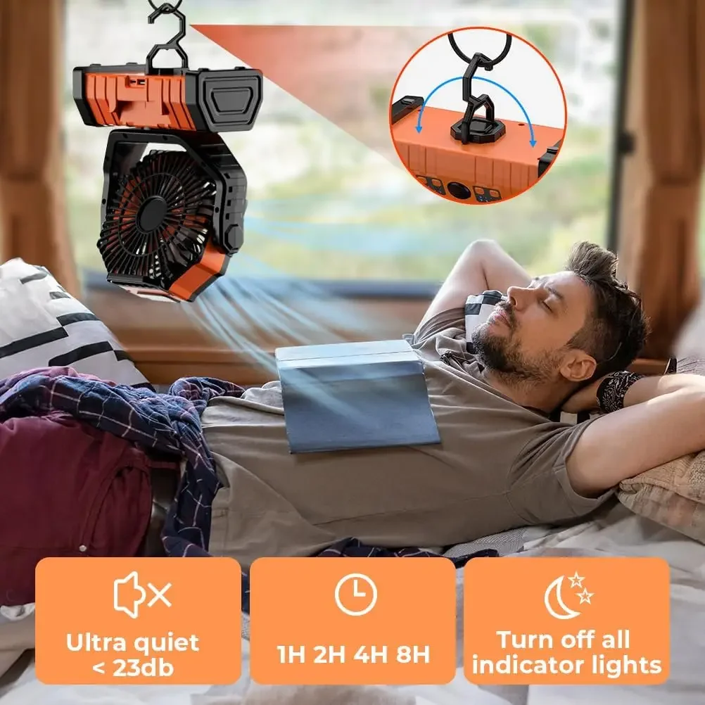 مروحة تخييم قابلة لإعادة الشحن - مراجعة Outdoor Camping House وسعره