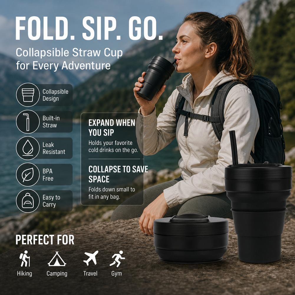 كوب قهوة سيليكون قابل للطي مع  - مراجعة Collapsible Water Bottle وسعره