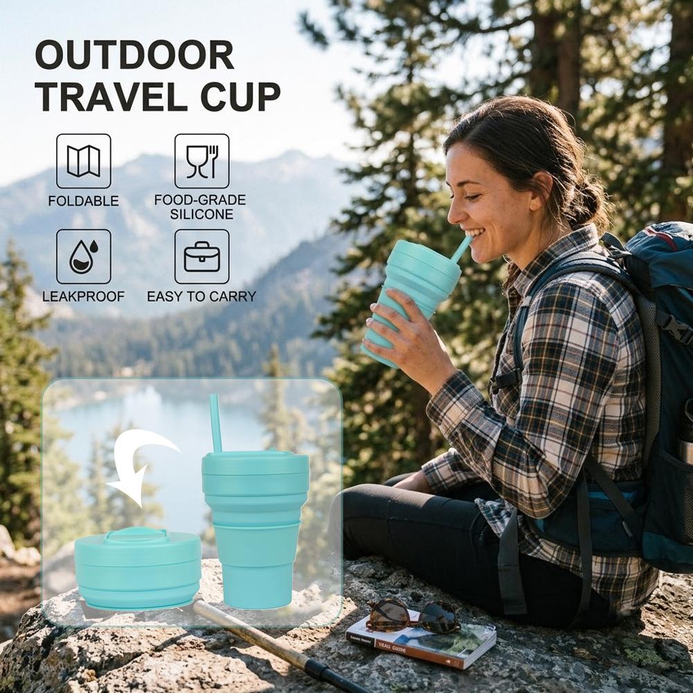 كوب قهوة سيليكون قابل للطي مع  - مراجعة Collapsible Water Bottle وسعره