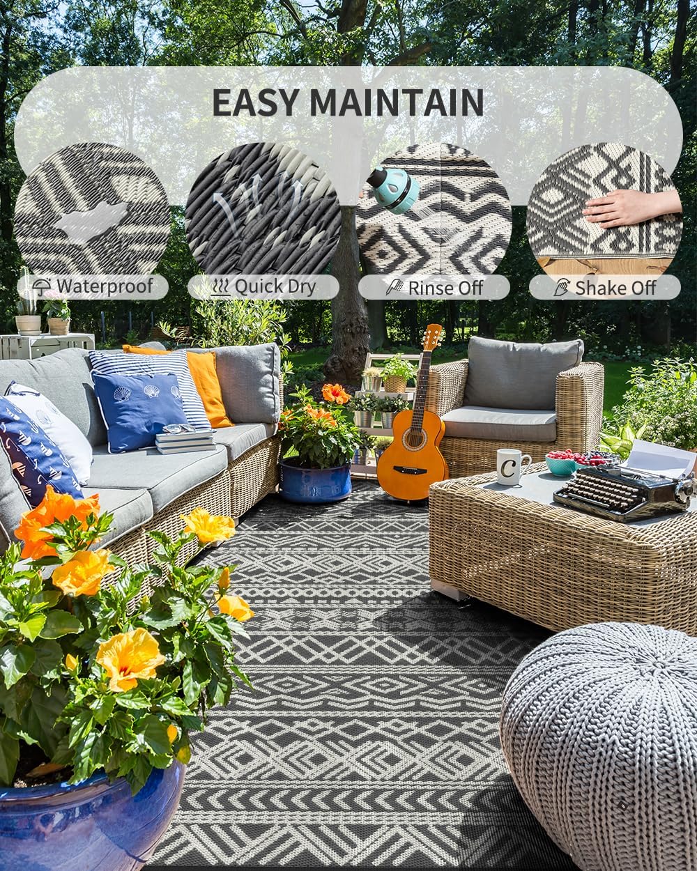سجادة خارجية مقاومة للماء 9×12 - مراجعة Outdoor Camping Rugs 9X12 وسعره