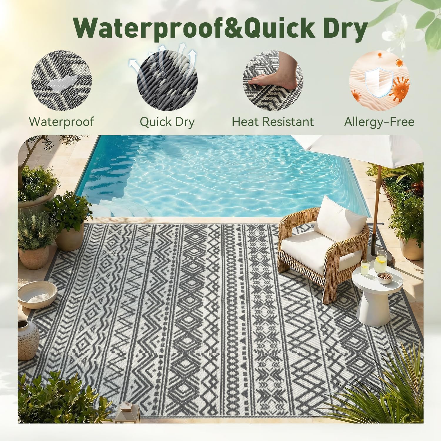 سجادة خارجية مقاومة للماء 9×12 - مراجعة Outdoor Camping Rugs 9X12 وسعره