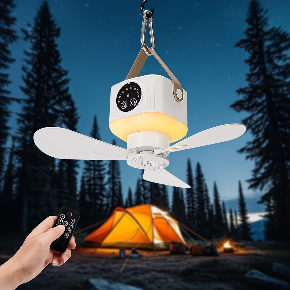 مروحة سقف محمولة مع إضاءة، بطا - مراجعة Outdoor Camping House وسعره