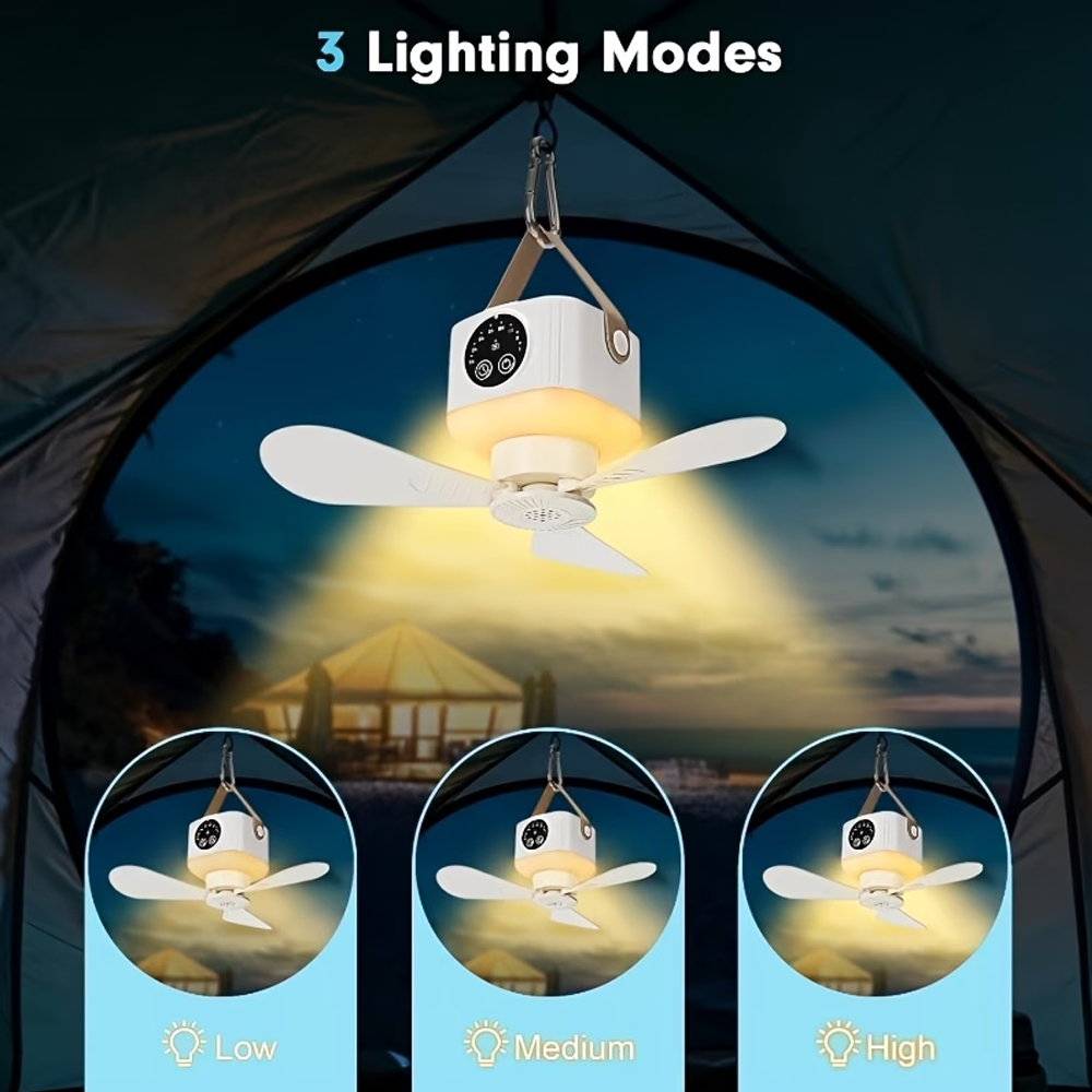 مروحة سقف محمولة مع إضاءة، بطا - مراجعة Outdoor Camping House وسعره