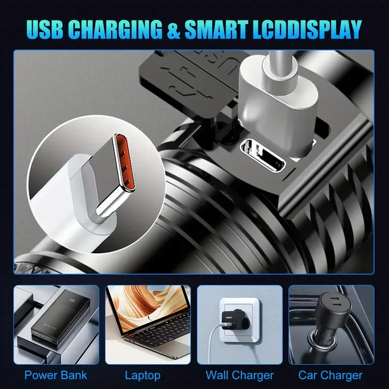 التكتيكية مصباح ليد جيب 2000LM - مراجعة Battery Outdoor Camping وسعره