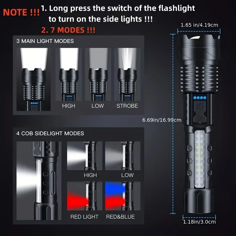 مصباح يدوي LED قوي مع شاشة عرض - مراجعة Battery Outdoor Camping وسعره